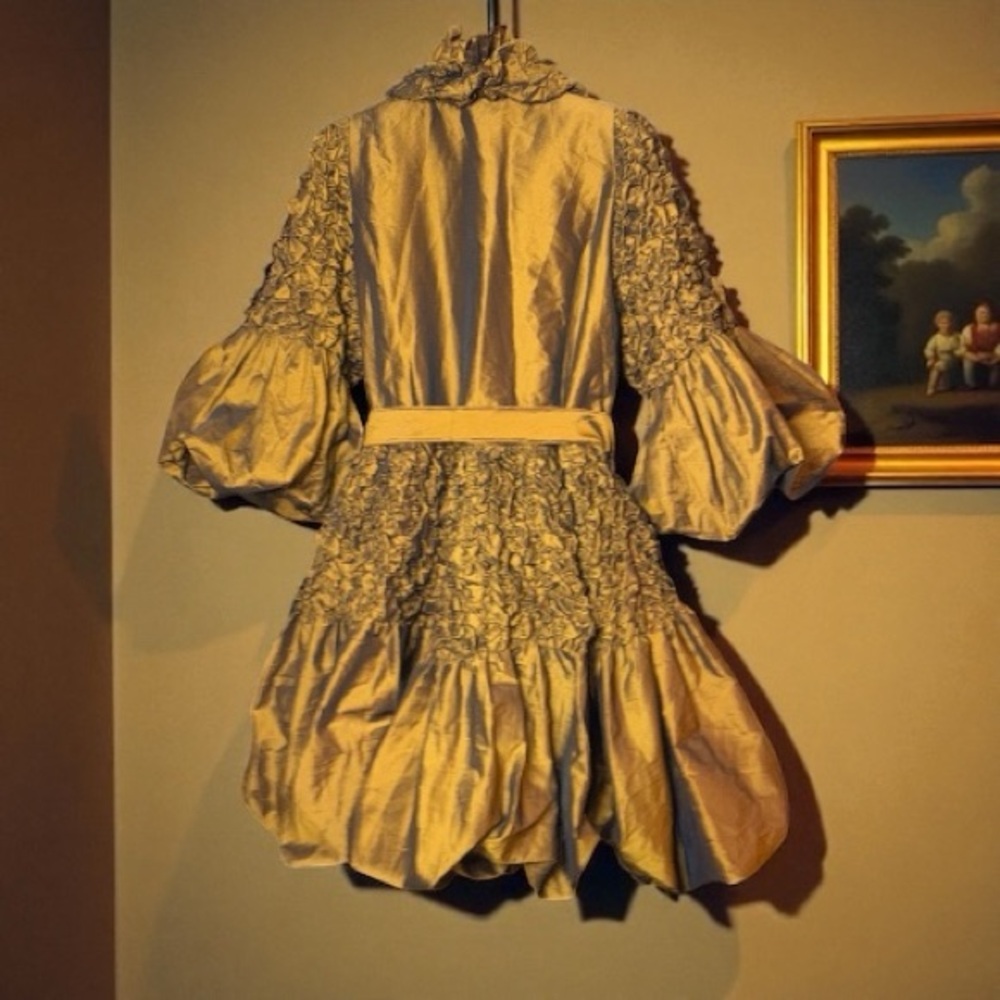 Chez Vouz de France Bronze Ruffled Coat Dress Ruffled Victorian 2X - Picture 3 of 5